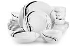 Veweet 24PC Porcelain Dinnerware Set For 6 Plates Bowls Fiona Line Design. Fixed Price $110.00.