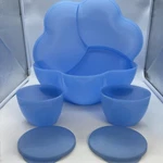 Tupperware Open House Chip 'n Dip Serving Bowl Complete 3PC Set 4624A-1 Blue. Fixed Price $10.79.
