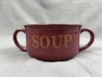 Mulberry Red Speckled Double Handle Soup Bowl Ceramic. Fixed Price $10.00.