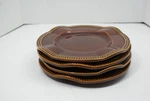 Oneida Emme Chocolate Brown Stoneware 8.5" Salad Plates Wavy Wide Rim Lot Of 4. Fixed Price $44.99.
