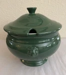 Rare Emile Henry Lion Head Soup Tureen W/ Lid - France Deep Green Color Ln. Fixed Price $49.95.