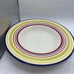 Certified International Bowls 11" Ceramic Pasta Soup Summertime Stripes 7PC Set. Fixed Price $109.65.