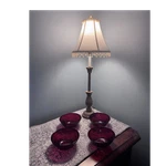 Red Glass Round Bowl Set, Geometric Pattern Pressed, Glossy, 6" Diameter, 4PCS. Fixed Price $39.00.