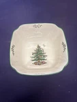 New Spode Christmas Tree Square Bowl Large. Fixed Price $40.00.