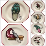Christmas Vtg Y2K Unique Shoes Holiday Lane Set Of 6 Salad/dessert Plates New. Fixed Price $31.87.