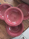 Set Of 4 Mikasa CB101 Chromatic Burgundy Rimmed Soup Bowls 8.25". Fixed Price $30.00.