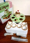 Nib Boston Warehouse Ice Cream Lazy Susan Spoon Bowl W/ Lid + Ladle Whimsical. Fixed Price $69.00.