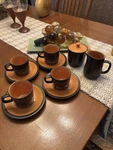 Vintage Mikasa Stone Terra Paprika E1258. Japan. Mcm 11 Pc Set.. Fixed Price $85.00.