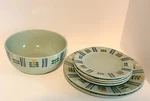 Studio Nova Flora Green 2 Dinner Plates 4 Salad/lunch 9" Veg Bowl. Fixed Price $39.99.