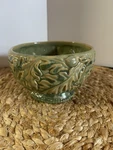 Vintage Green Leaf Acorn Mud Pie Pedestal Bowl, Trinket Candle Dish. Fixed Price $30.00.