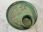 Studio Pottery Ceramic Chip & Dip Platter W/ Attached Bowl Signed Don Glasgow 86. Fixed Price $56.00.
