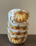 Maxcera Set Of 4 Pumpkin Print Fall Leaves Salad Soup Bowls New Thanksgiving. Fixed Price $64.98.