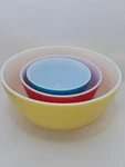 Vintage Pyrex Primary Colors Mixing Nesting Bowls Set Redblue Yellow 401 402 404. Fixed Price $69.50.