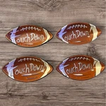Set Of 4 Clay Art "touch Down" Ceramic Football Snack Bowls Game Day Decor. Fixed Price $25.99.