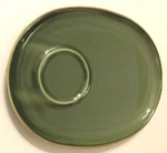 Retired Ikea 18004 Green Brown Trim Ceramic Oval Luncheon Plate Cup Holder. Fixed Price $8.84.