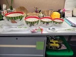 Temptations Bowl By Tara Winter Whimsy Set Snowman W/lid Discontinued. Fixed Price $150.00.