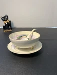 Meito China Vintage 1930S Handpainted Underplate Footed Condiment Bowl Ladle. Fixed Price $23.00.