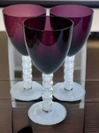 3 Artland Amethyst Purple Bowl Clear Balls Stem 8" Water Goblets Wine Glasses. Fixed Price $17.99.