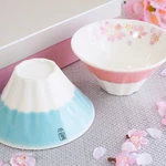 Japanese Mino Ware Rice Bowl Pair Set Cherry Blossom Sakura Mt. Fuji Design Gift. Fixed Price $77.99.
