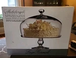 Luigi Bormioli Michelangelo Crystal Cake Stand Dome Cover Pedestal Plate Italy. Fixed Price $79.99.