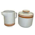 Vintage Orbit Stoneware 224 Sienna Covered Sugar Bowl & Creamer Cup Set. Fixed Price $24.70.