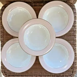 Noritake Royal Pink 5527 Soup Cereal Bowls 7.5" Japan Gold Bands Vintage 1950S. Fixed Price $124.95.