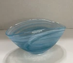 Artistic Accents Blue Swirl Oval Folded Glass Serving Decor Bowl Turkey. Fixed Price $23.50.