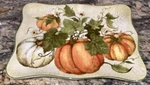 Pier Harvest Garden Serving Platter Pumpkins Crackle Look 15 3/4 Unused. Fixed Price $75.00.