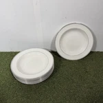 (8) Wedgwood Bone China Vera Wang Grosgrain Rimmed Soup Bowls Platinum. Fixed Price $169.99.