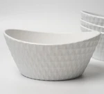 Over And Back What Dish White Porcelain 1/8" Serving Bowl Diamond Pattern. Fixed Price $10.00.
