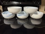 Artisanal Kitchen Supply Coupe 6 Marble Swirl Blue Bowls Set Of 5 Euc. Fixed Price $55.00.