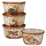 Certified International Pine Forest 22 Oz. Ice Cream/dessert Bowls, Set Of 4,. Fixed Price $44.80.
