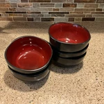Black With Red Interiors Soup Cereal Bowl Set Of 5. Fixed Price $34.99.