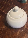 Strawberry Street Round Sugar Bowl With Lid Ceramic White Dishwasher Safe. Fixed Price $11.00.