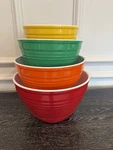 Set 4 100% Melamine Mixing Nesting Bowls Colorful Red Orange Green Yellow. Fixed Price $35.00.