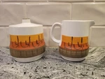 1970S Galaxy By Casual Ceram Sugar Bowl W/ Lid & Cream Set Made In Japan Nice!. Fixed Price $19.00.