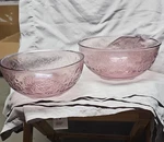 The Pioneer Woman Pink Glass Decorative Bowl Birds Flowers Pressed 2 Pc. Fixed Price $19.48.