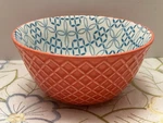 Signature Housewares Incorporat Orange Blue Geometric Stoneware 4.75 Berry Bowl. Fixed Price $9.99.
