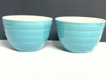 2 Crate & Barrel Turquoise Ribbed Baker Mini Bowls Light Blue 3 X 4.5. Fixed Price $38.99.