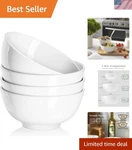 Lightweight And Stackable 22 Oz White Ceramic Bowls - Set Of 4 For Every Meal. Fixed Price $39.99.