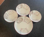Mino Ware Japan Ceramic Rice Ramen Donburi 3 Bowls & 1 Plate Smiling Cats 4 Pc. Fixed Price $47.95.