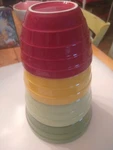 Set Of 4 Crate & Barrel Portugal Ceramic Beehive Mixing Bowls Multicolor Nested. Fixed Price $52.00.
