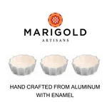 New Set Of 3 Marigold Artisans Fluted Triple Bowl Silver/ivory Enamel Nib. Fixed Price $29.99.