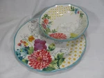 Set Of 2 Pioneer Woman Blooming Bouquet Pasta Bowl & Dinner Plate Turquoise. Fixed Price $26.99.