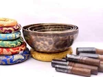 5-10" Professionally Tune 7 Chakra Healing Set, Handmade Full Moon Bowl. Fixed Price $499.00.