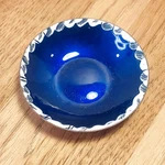 Harold Tishler Round Enamel Copper Dish Bowl Cobalt Blue Mid Century. Fixed Price $21.00.