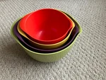 Set 4 Rosti Mepal Service Denmark Melamine Nesting Mixing Bowls With Spout. Fixed Price $70.00.
