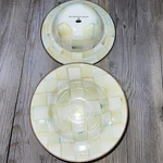 Mackenzie-childs Parchment Check 7 3/4" Enamel Breakfast Bowl Retired. Fixed Price $69.99.