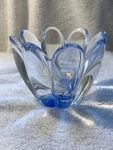 Vtg Orrefors Swedish Crystal Blue Mayflower Jan Johansson 8 Petal Bowl 4X5. Fixed Price $27.50.