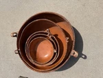 Vintage Mexican Clay Cazuela Nesting Bowl Set Brown Glazed Barro Rustic Kitchen. Fixed Price $60.00.